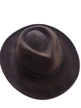 Vintage Outback Wool Tassy Crusher Hat/ Dark Brown/ Large